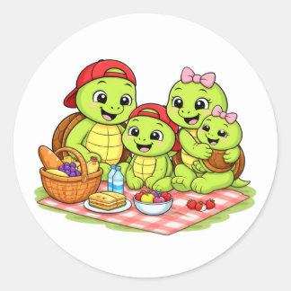 Familienpicknick Runder Aufkleber