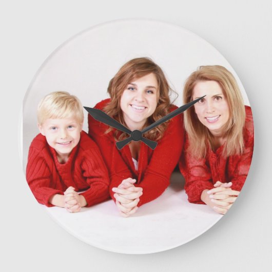 FAMILIENPORTRAIT CUSTOM FOTO WALL CLOCK GROßE WANDUHR (Vorderseite)