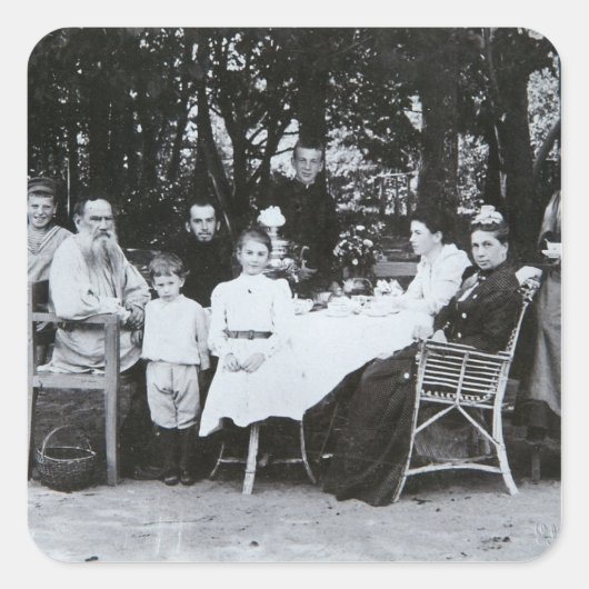 Familienportrait des Autors Leo N. Tolstoi Quadratischer Aufkleber (Vorderseite)