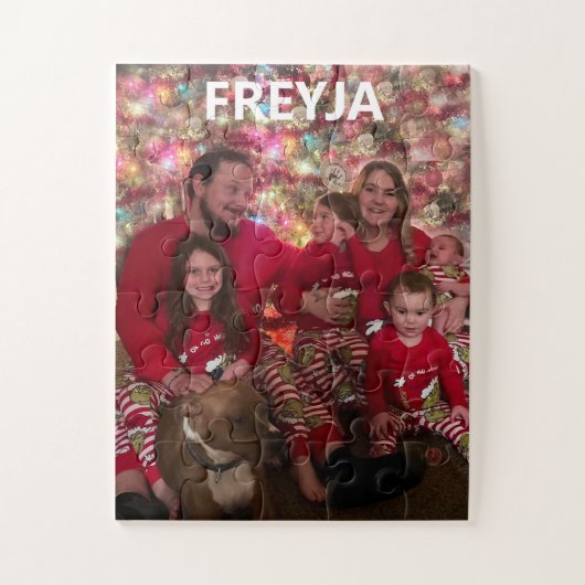 Familienportrait mit Namen Puzzle (Vertikal)