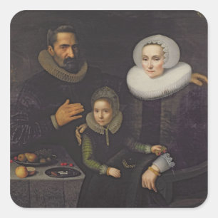 Familienportrait Quadratischer Aufkleber