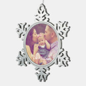 Familienportrait Schneeflocken Zinn-Ornament (Rechts)