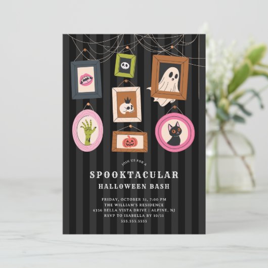 Familienportraits Halloween-Party Einladung (Stehend Vorderseite)
