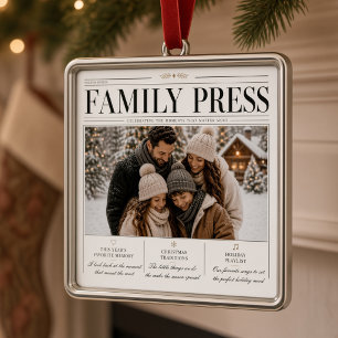 Familienpresse Personalisierter Familienfoto-Weihn Ornament Aus Metall