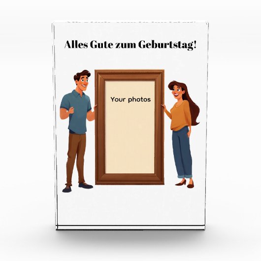 Familienrahmen - Mama & Papa halten dein Bild Fotoblock (Vorderseite)