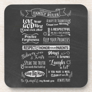 Familienregeln - Christliche Werte zum Zusammenleb Getränkeuntersetzer