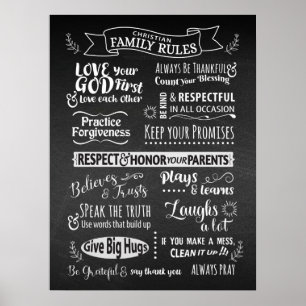 Familienregeln - Christliche Werte zum Zusammenleb Poster