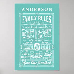 Familienregeln Hausregeln Personalisierter Familie Poster