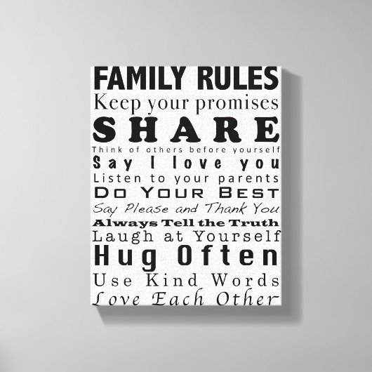 Familienregeln Leinwanddruck (Vorderseite)