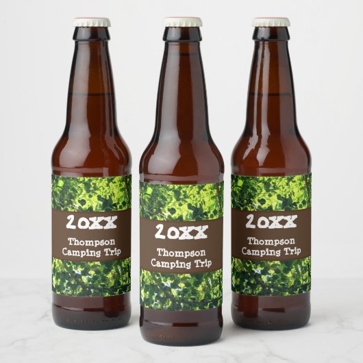 Familienreise Camping Grün Sommer Wiedersehen Urla Bierflaschenetikett (Flaschen)