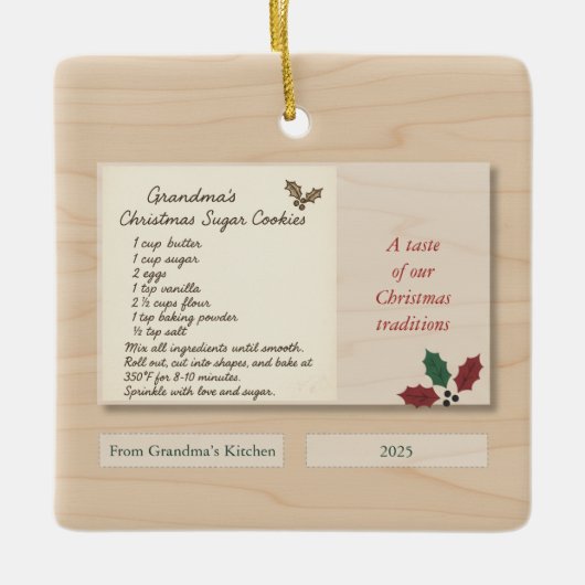 Familienrezept-Andenken-Schmuck 2025 Keramikornament (Vorderseite)