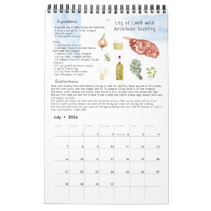 Familienrezept-Erbstück Andenken   Aquarell  Kalender