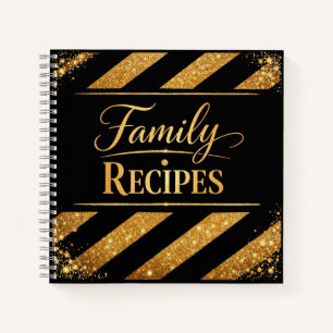Familienrezepte - Black Gold Script Kochbuch Notizblock