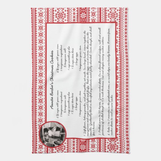 Familienrezepte Holiday Rotes weißes skandinavisch Geschirrtuch (Vertikal)
