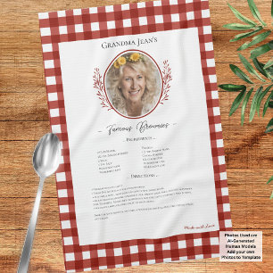Familienrezepte Keepake Foto Gingham Geschirrtuch