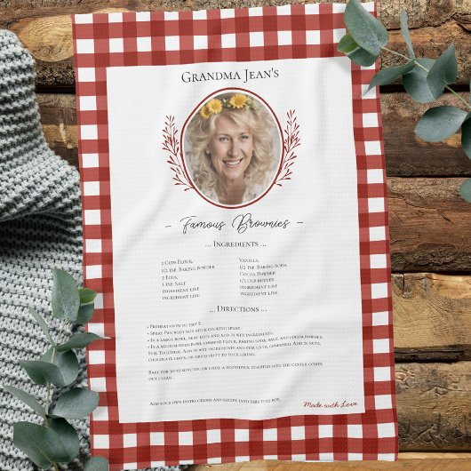 Familienrezepte Keepake Foto Gingham Geschirrtuch