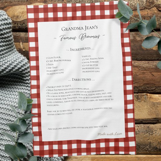 Familienrezepte Keepake Heirloom Gingham Geschirrtuch