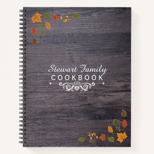 Familienrezepte Kochbuch Rustikales Holz Herbstreb Notizblock (Vorderseite)