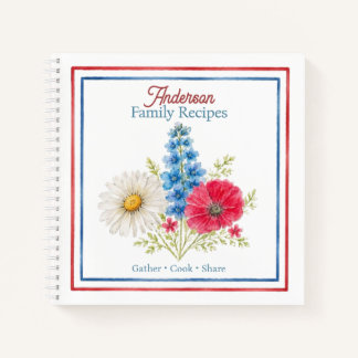 Familienrezeptebuch | Wasserfarbenes Florales Koch Notizblock