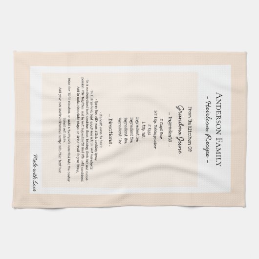 Familienrezeption: Heirloom-Text beibehalten Geschirrtuch (Horizontal)