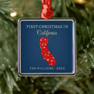 Familiens erstes Weihnachten in Kalifornien State Ornament Aus Metall