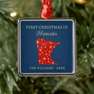 Familiens erstes Weihnachten in Minnesota, USA-Sta Ornament Aus Metall