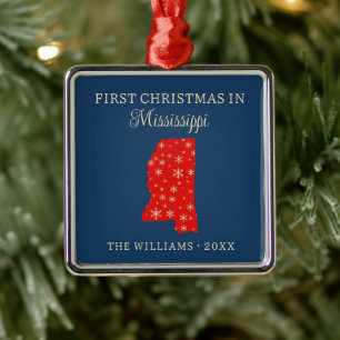 Familiens erstes Weihnachten in Mississippi, USA-B Ornament Aus Metall