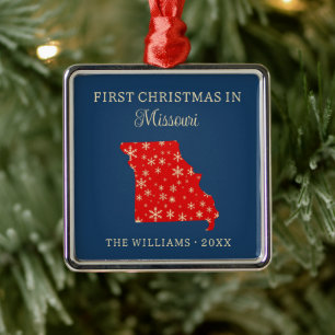 Familiens erstes Weihnachten in Missouri USA Bunde Ornament Aus Metall