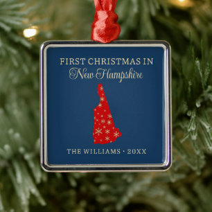 Familiens erstes Weihnachten in New Hampshire, USA Ornament Aus Metall