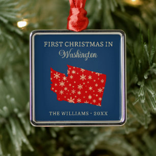 Familiens erstes Weihnachten in Washington USA Bun Ornament Aus Metall