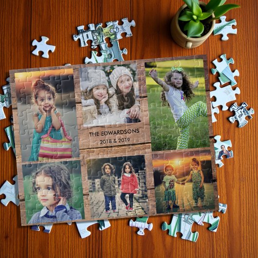 Familiensammlung 6 Fotos und Familienname Puzzle
