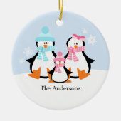 Familienschmuck Pinguin Keramik Ornament (Vorne)
