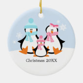 Familienschmuck Pinguin Keramik Ornament (Hinten)