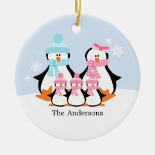 Familienschmuck Pinguin Keramikornament