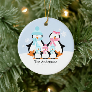 Familienschmuck Pinguin Keramikornament