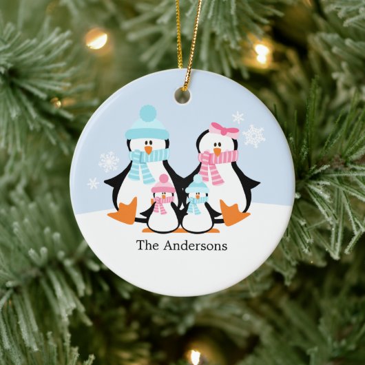 Familienschmuck Pinguin Keramikornament (Baum)