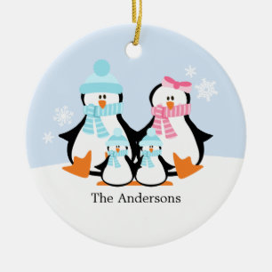 Familienschmuck Pinguin Keramikornament