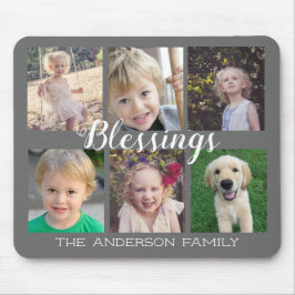 Familiensegnung 6 Fotocollage grau Mousepad