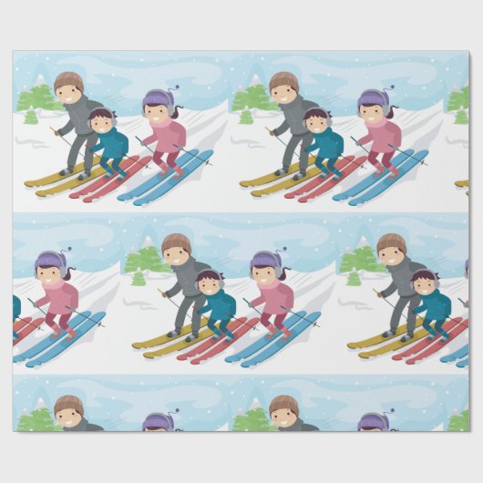 Familienski Geschenkpapier (Flach)