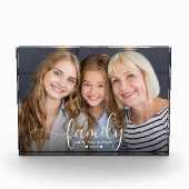 Familienskript Herz Drei Generation moderne, maßge Fotoblock (Vorderseite)