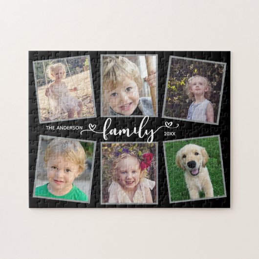 Familienskript Herz-FotoCollage Puzzle (Horizontal)