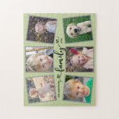 Familienskript Herz grüne FotoCollage Puzzle (Vertikal)