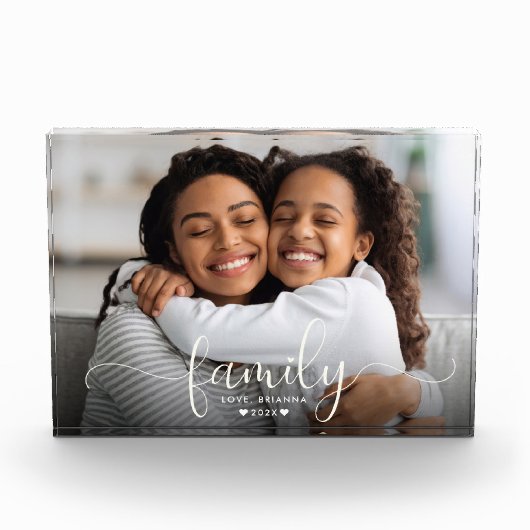 Familienskript Muttertochter Moderne Custom Fotoblock (Vorderseite)