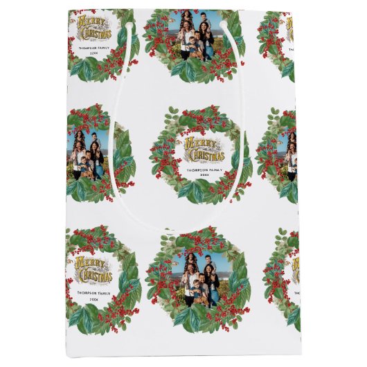 Familienskript Urlaub Weihnachten Weihnachtskarte Mittlere Geschenktüte (Vorderseite)