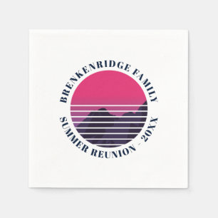 Familiensommer Party Retro Sonnenuntergang Gebirge Serviette