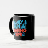 Familienspass mit Camping-Reisen, schwarze Tasse (Vorderseite Links)