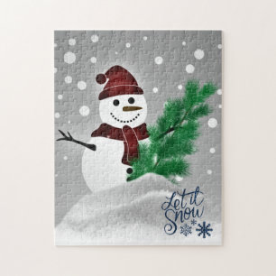 Familienspaß Schneemann mit Weihnachtsbaum Puzzle