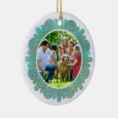 Familienspezifisches Foto mit elegantem Türkis Man Keramik Ornament (Rechts)