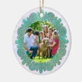 Familienspezifisches Foto mit elegantem Türkis Man Keramik Ornament (Links)