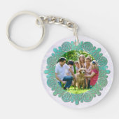 Familienspezifisches Foto mit elegantem Türkis Man Schlüsselanhänger (Vorderseite)